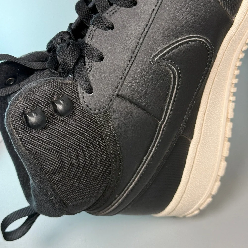 Nike Court Vision Mid Winter Mens 10.5 10 1/2 Sneaker Black White Leather Shoes